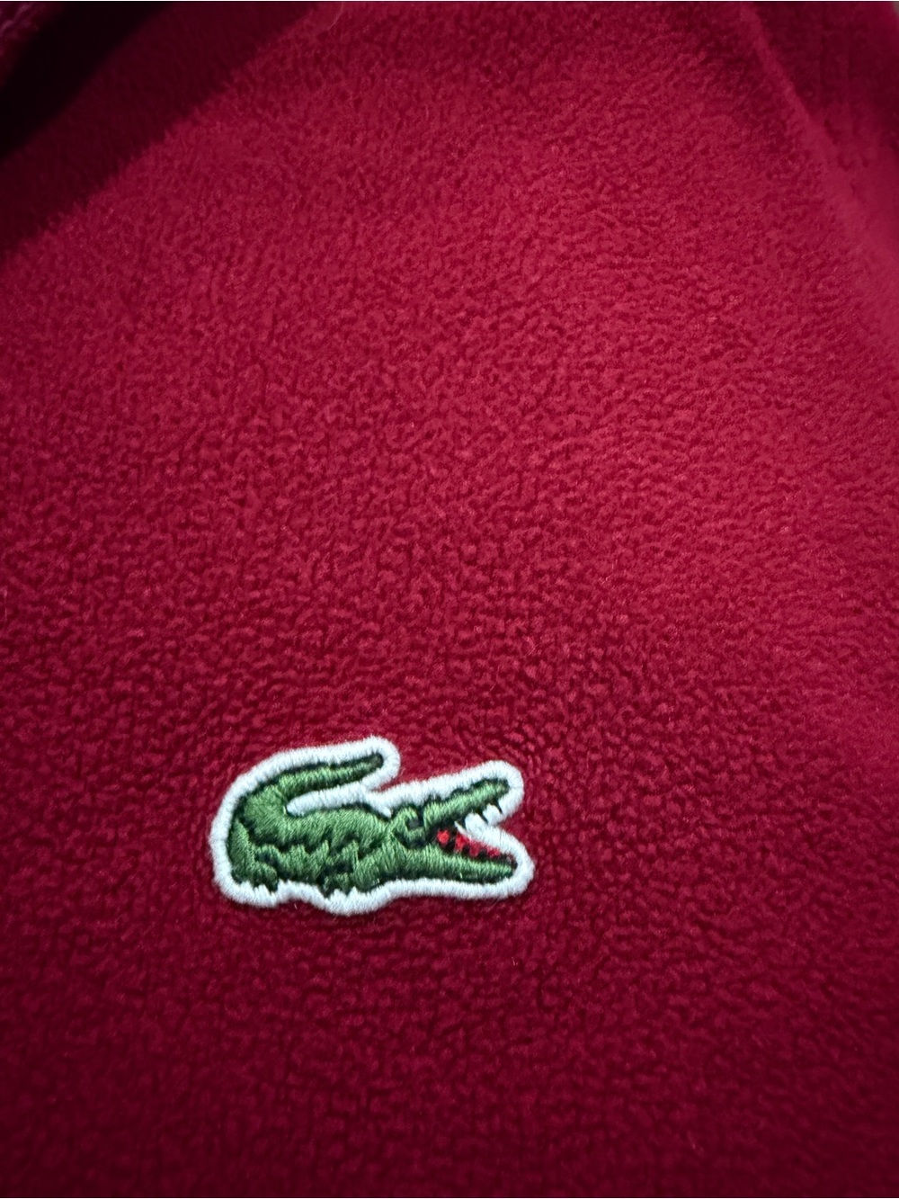 Lacoste Devanlay Brick Red Fleece Quarter Zip Snap Pullover Men’s Size 6 Large - Picture 7 of 10